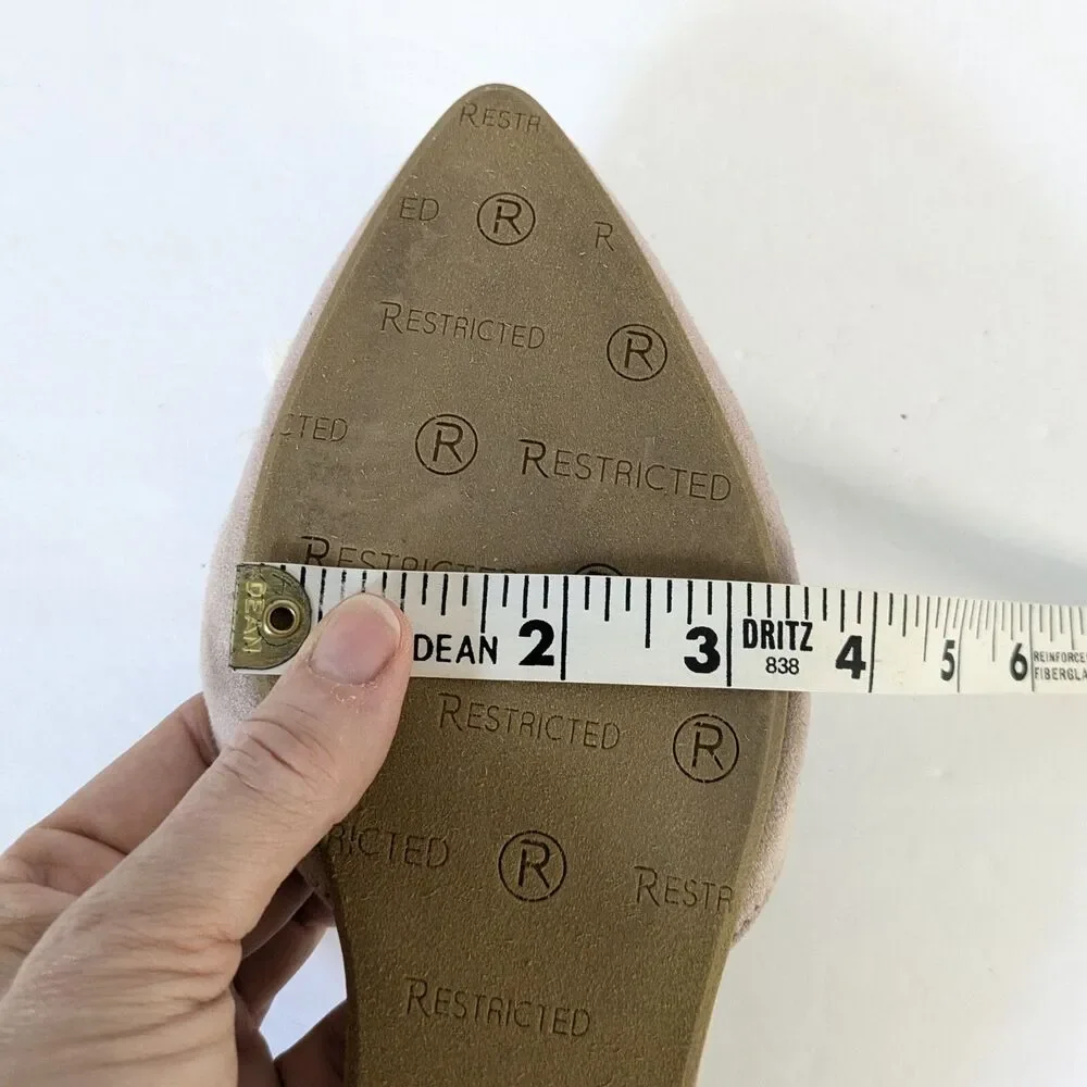 Restricted Flats 8.5 Taupe Faux Suede Pointed Toe Ribbon Fringe Shoes Boho - Picture 12 of 12